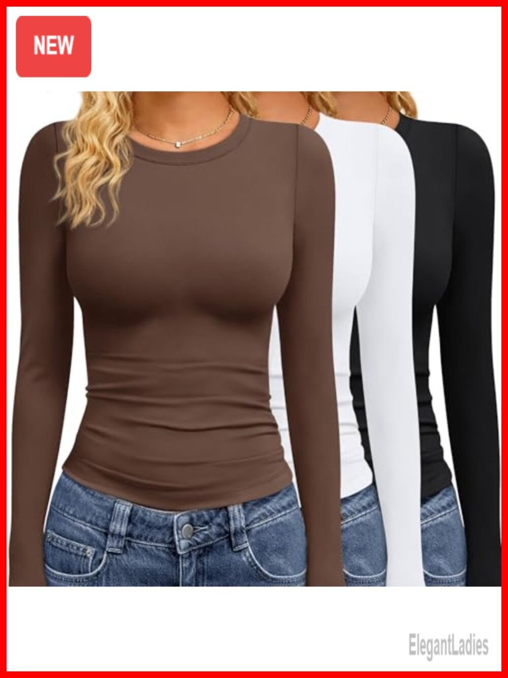 GAYHAY 3 Pack Womens Long Sleeve T Shirts Crew Neck Fall Winter Top